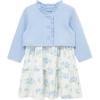 Little Me Clothes for Baby Girls’ Knit Dress and Cardigan Sets, 12 Months – 4 Toddler(Marshmallow/Chambray Blue)