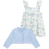 Little Me Clothes for Baby Girls’ Knit Dress and Cardigan Sets, 12 Months – 4 Toddler(Marshmallow/Chambray Blue)
