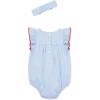 Little Me Clothes for Baby Girls’ Woven Romper and Headband Set, 3-12 Months(Chambray/True Red)