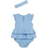 Little Me Simply Essential Solids 100% Organic Clothes for Baby Girls’ Knit Bubble Romper and Headband Set, 3-12 Months