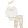 Little Me Baby Girls’ 3-Pc 100% Cotton, Bodysuit, Matching Headband and Pant Set, 3 Months to 24 Months(Multicolor Thankful)