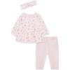 Little Me Baby Girls’ 3-Piece 100% Cotton, Tunic, Legging and Headband Set, 3 Months to 24 Months(Barely Pink/Gold Foil)