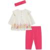 Little Me Baby Girls’ 3-Piece 100% Cotton, Tunic, Legging and Headband Set, 3 Months to 24 Months(Carmine/Whisper White Floral)