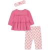 Little Me Baby Girls’ 3-Piece 100% Cotton, Tunic, Legging and Headband Set, 3 Months to 24 Months(Chateau Rose/Multicolor)