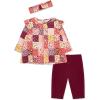 Little Me Baby Girls’ 3-Piece 100% Cotton, Tunic, Legging and Headband Set, 3 Months to 24 Months(Rhodedendron)