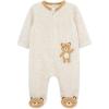 Little Me Clothes for Baby Boys’ and Girls’ Velour Footie Sleeper Rompers(Oatmeal Heather Fuzzybear)