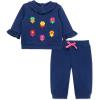 Little Me Clothes for Baby Girls’ 100% Cotton Active Set, Pull on Pants and Sweater, 3 Months to 12 Months(Blue Depths Flowers)