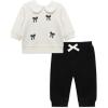 Little Me Clothes for Baby Girls’ 100% Cotton Active Set, Pull on Pants and Sweater, 3 Months to 12 Months(White/Black)