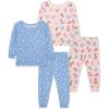 Little Me Clothes for Baby Girls’ 2-Pack Pajama Set, 2 Long Sleeve Tops and 2 Bottoms, 12 Months – 4Toddler(Icy Pink/Serenity)