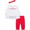 Little Me Clothes for Baby Girl’s 3-Pc Christmas Holiday Holly Headband, Tunic, and Coordinating Legging Set, 3 to 24 Months(Holly White)