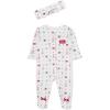 Little Me Clothes for Baby Girls’ Footie and Headband, Newborn – 9 Months(Ribbons and Bears)