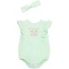 Little Me Clothes for Baby Girls’ Gauze Bubble Romper and Headband Set, 3-12 Months(Green)
