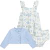 Little Me Clothes for Baby Girls’ Knit Dress and Cardigan Sets, 12 Months – 4 Toddler(Marshmallow/Chambray Blue)