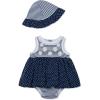 Little Me Clothes for Baby Girls’ Popover Bodysuit Dress and Hat Set, 3-12 Months(Medieval Blue)