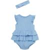 Little Me Simply Essential Solids 100% Organic Clothes for Baby Girls’ Knit Bubble Romper and Headband Set, 3-12 Months