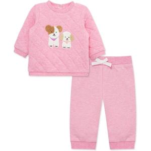 Little Me Clothes for Baby Girls’ 100% Cotton Active Set, Pull on Pants and Sweater, 3 Months to 12 Months(Blossom Pink)