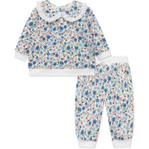 Little Me Clothes for Baby Girls’ 100% Cotton Active Set, Pull on Pants and Sweater, 3 Months to 12 Months(Whisper White)