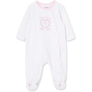 Little Me Clothes for Baby Girls’ 100% Cotton Scratch-Free Tag Footie Sleeper, Preemie to 9 Months(White/Light Pink Dots)