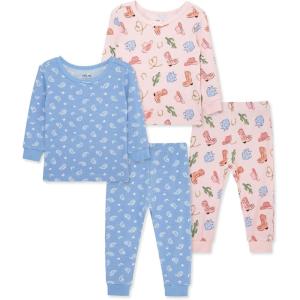 Little Me Clothes for Baby Girls’ 2-Pack Pajama Set, 2 Long Sleeve Tops and 2 Bottoms, 12 Months – 4Toddler(Icy Pink/Serenity)
