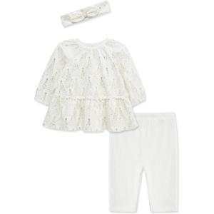 Little Me Clothes for Baby Girl’s 3-Pc Christmas Holiday Holly Headband, Tunic, and Coordinating Legging Set, 3 to 24 Months(Marshmallow/Gold Trees)