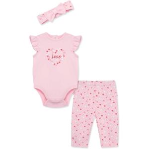 Little Me Clothes for Baby Girls’ Bodysuit, Pant, and Headband Set, 3-12 Months