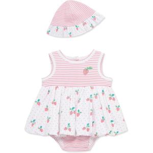 Little Me Clothes for Baby Girls’ Popover Bodysuit Dress and Hat Set, 3-12 Months(Pink Lemonade)