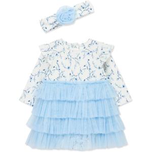Little Me Clothes for Baby Girls’ Tutu Popover and Matching Headband Set, 3 Months to 12 Months(Ice Water)