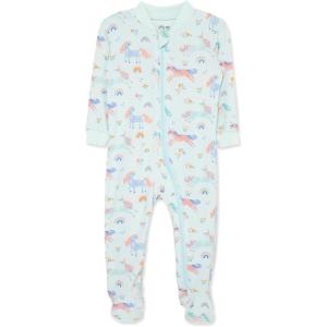 Little Me Clothes for Baby Girls’ Zip Front Bodysuit Sleepwear, 12 Months to 24 Months(Aqua Glass)