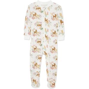 Little Me Clothes for Baby Girls’ Zip Front Bodysuit Sleepwear, 12 Months to 24 Months(Whisper White Deer)