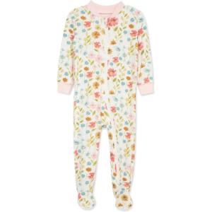 Little Me Clothes for Baby Girls’ Zip Front Bodysuit Sleepwear, 12 Months to 24 Months(Whisper White/Seashell Pink)