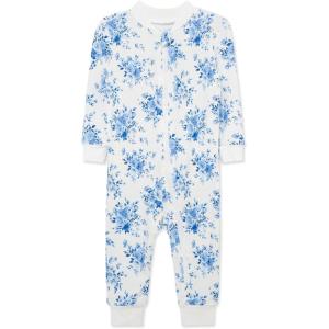 Little Me Clothes for Baby Girls’ Zip Front Pajama Footies, 12-24 Months(Marshmallow/Blue)