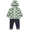 Little Me Baby Clothes for Baby Boy’s and Girl’s 3-Piece Sherpa Set, Jacket, Shirt and Pant Sets, 12 Months to 4 Toddler(Green Hearts)