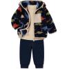 Little Me Baby Clothes for Baby Boy’s and Girl’s 3-Piece Sherpa Set, Jacket, Shirt and Pant Sets, 12 Months to 4 Toddler(Peacoat/Smoke Grey)