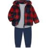 Little Me Baby Clothes for Baby Boy’s and Girl’s 3-Piece Sherpa Set, Jacket, Shirt and Pant Sets, 12 Months to 4 Toddler(Red Ochre/Dress Blue)