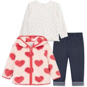 Little Me Baby Clothes for Baby Boy’s and Girl’s 3-Piece Sherpa Set, Jacket, Shirt and Pant Sets, 12 Months to 4 Toddler(Seashell Pink/Marshmallow)