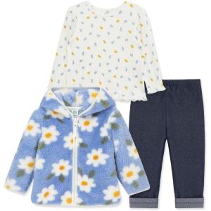 Little Me Baby Clothes for Baby Boy’s and Girl’s 3-Piece Sherpa Set, Jacket, Shirt and Pant Sets, 12 Months to 4 Toddler(Serenity/Whisper White)