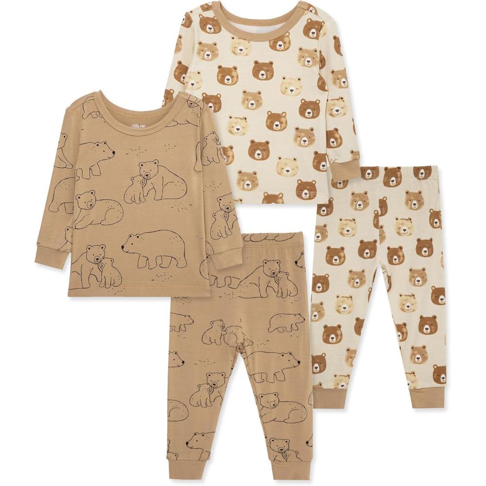 imageLittle Me Clothes for Baby Boys 2Pack Bamboo Pajama Set 12 Months 4ToddlerTapiocaPraline