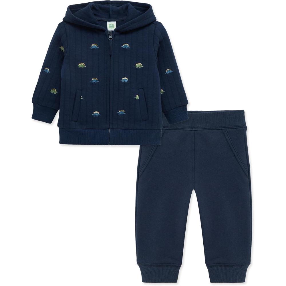 imageLittle Me Clothes for Baby Boys Hoodie and Pant Set 24 ToddlerDress Blue Dino