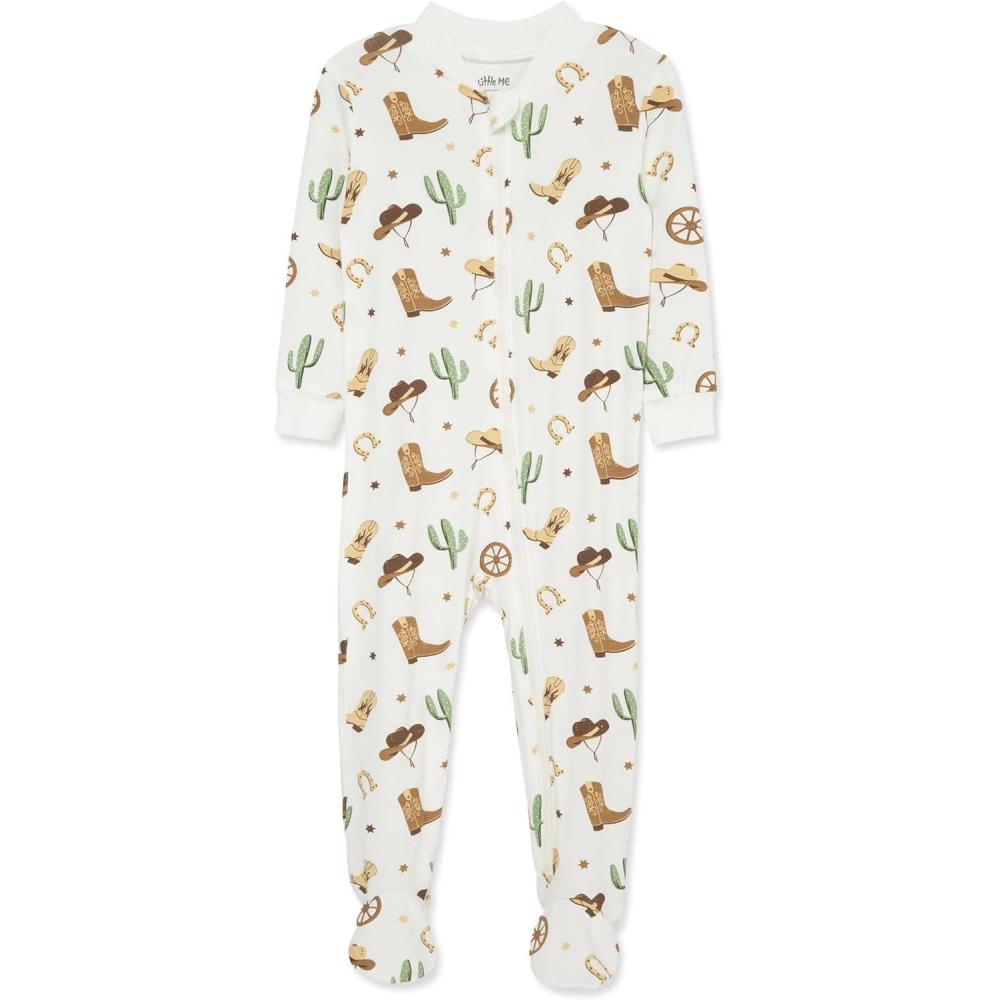 imageLittle Me Clothes for Baby Boys Zip Front Bodysuit Sleepwear 12 Months to 24 MonthsAntique White