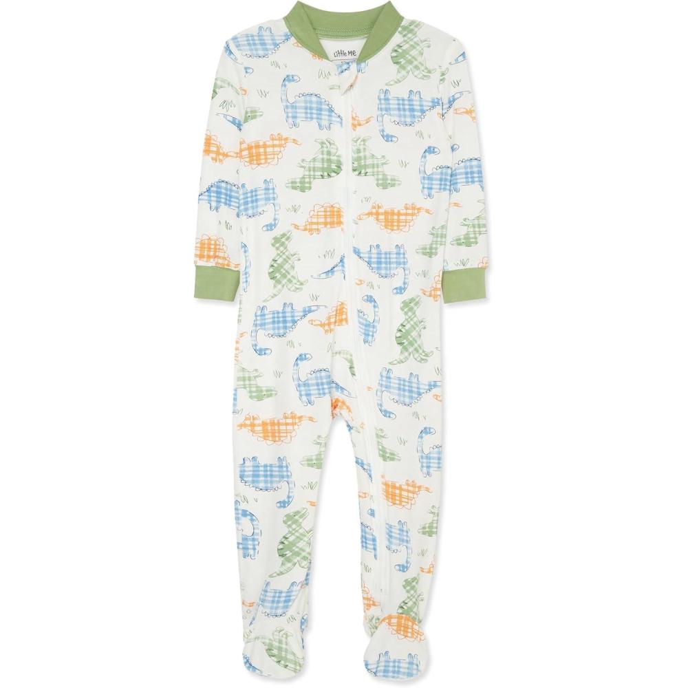 imageLittle Me Clothes for Baby Boys Zip Front Bodysuit Sleepwear 12 Months to 24 MonthsWhisper WhiteMistletoe