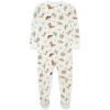 Little Me Clothes for Baby Boys’ Zip Front Bodysuit Sleepwear, 12 Months to 24 Months(Antique White)