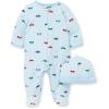 Little Me Baby Boy Clothes 2-Piece Baby Sleeper and Cap Set 100% Cotton Footies with Full 2-way Zipper and Scratch Free Tags Baby Essentials – 9 months, Blue Cars
