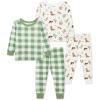 Little Me Clothes for Baby Boys’ 2-Pack Bamboo Pajama Set, 12 Months – 4Toddler(Antique White/Loden Frost)