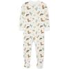 Little Me Clothes for Baby Boys’ Zip Front Bodysuit Sleepwear, 12 Months to 24 Months(Antique White)
