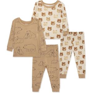Little Me Clothes for Baby Boys’ 2-Pack Bamboo Pajama Set, 12 Months – 4Toddler(Tapioca/Praline)