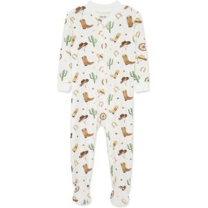 Little Me Clothes for Baby Boys’ Zip Front Bodysuit Sleepwear, 12 Months to 24 Months(Antique White)