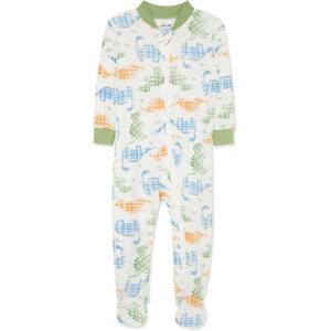 Little Me Clothes for Baby Boys’ Zip Front Bodysuit Sleepwear, 12 Months to 24 Months(Whisper White/Mistletoe)