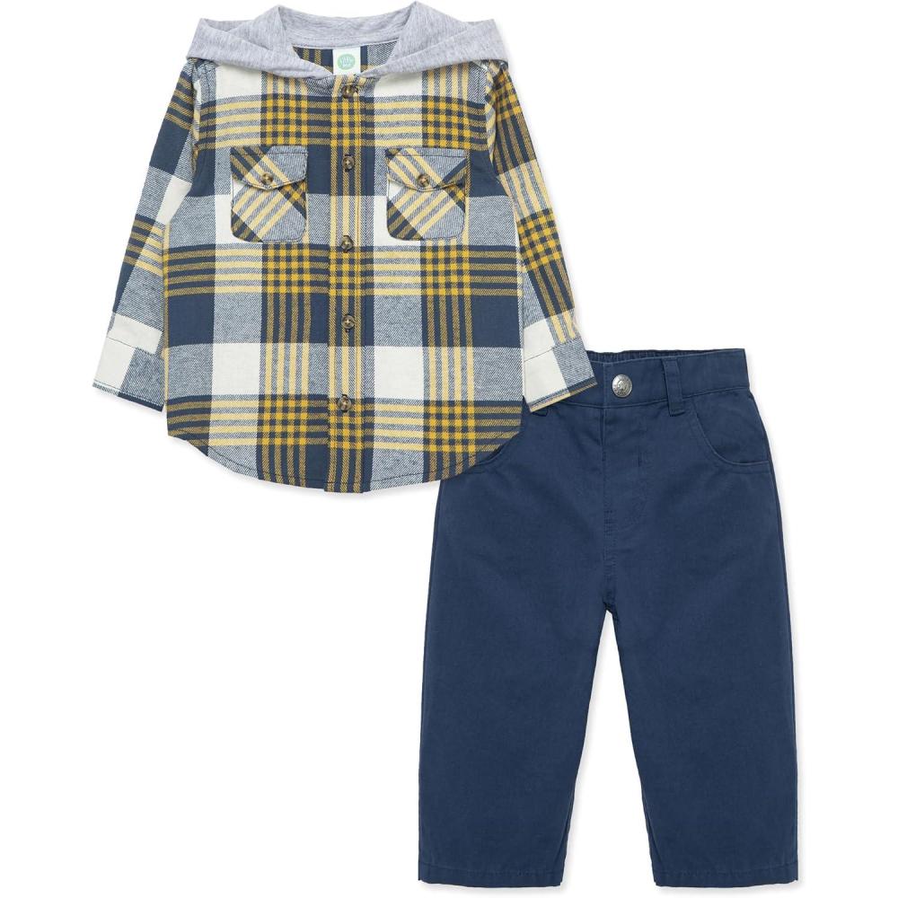 imageLittle Me Clothes for Baby Boys Woven Pant and Shirt Set 3 Months 4TInsignia Blue