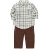 Little Me Clothes for Baby Boys’ Woven Pant and Shirt Set, 3 Months – 4T(Chestnut/Antique White)