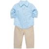 Little Me Clothes for Baby Boys’ Woven Pant and Shirt Set, 3 Months – 4T(Oyster Grey/Blue Bell)